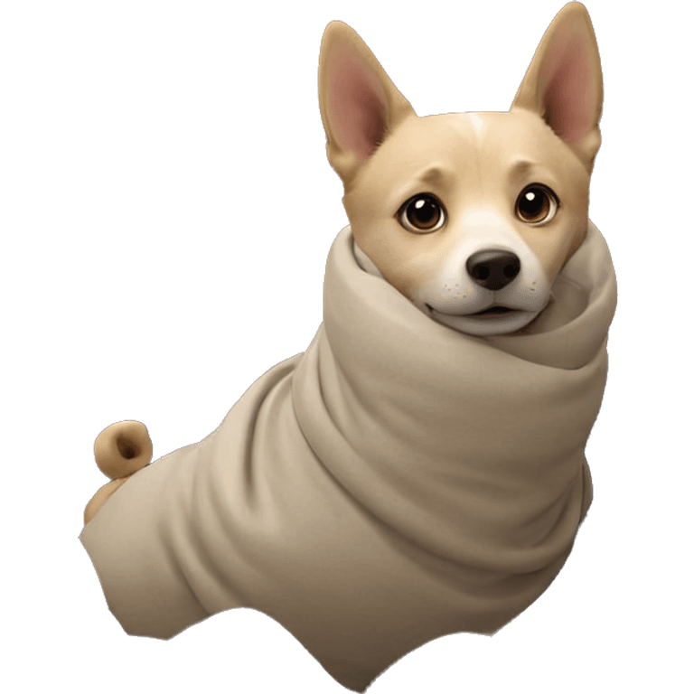 dog snuggled under cozy blankets emoji