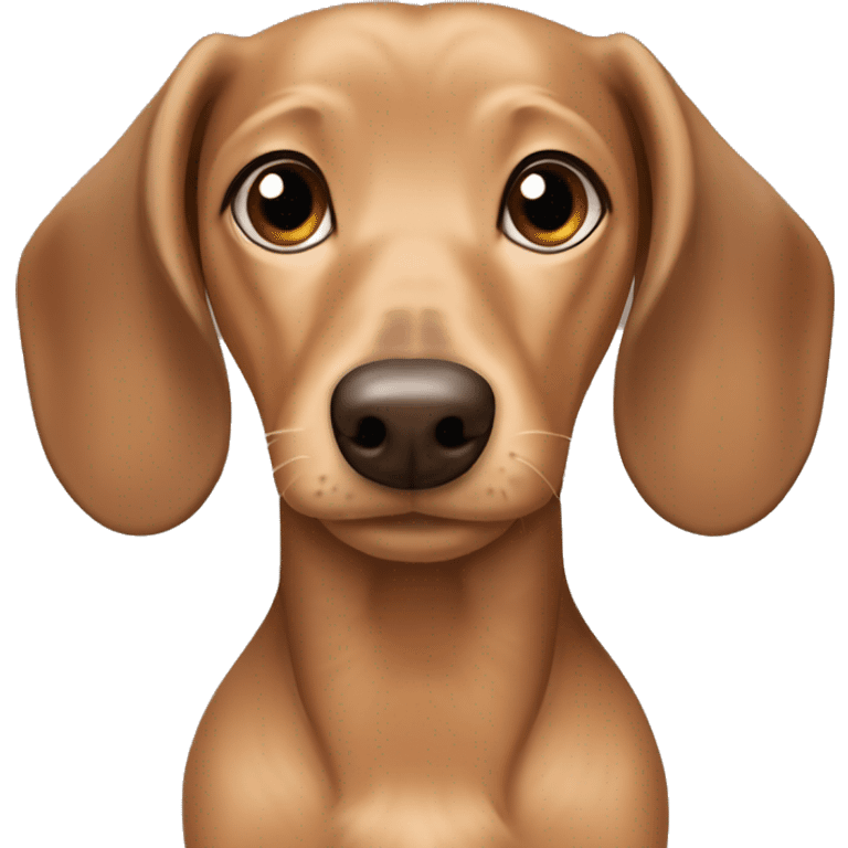 Light sandy brown wired hair dachshund with dark brown ears and no fur on the ears￼ emoji