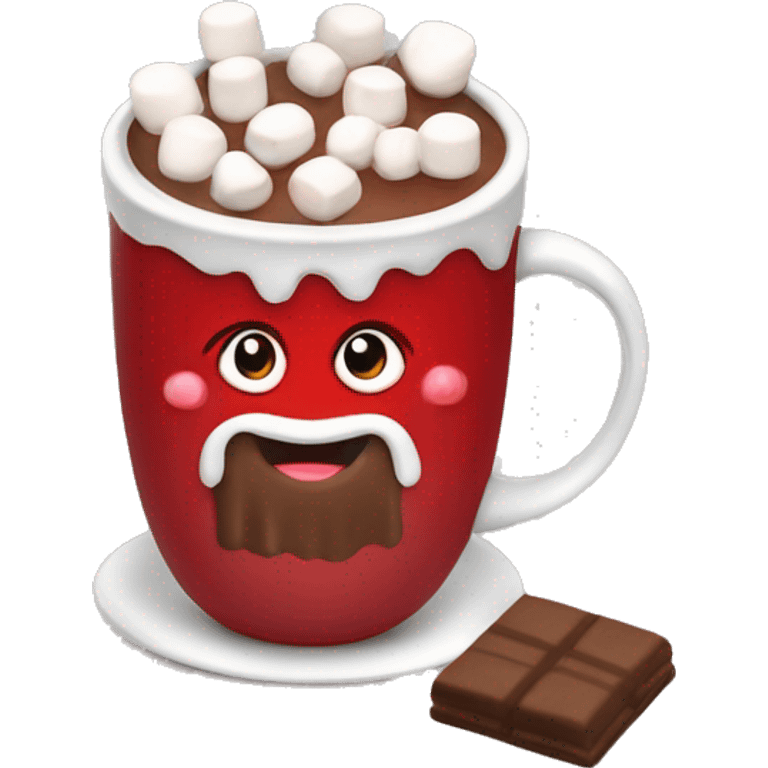 Hot chocolate with marshmallows Christmas red themed emoji