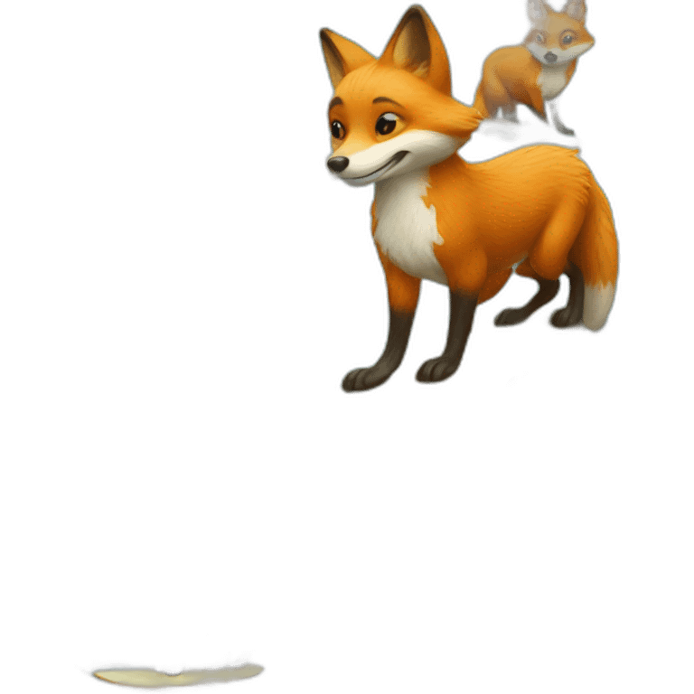 Fox on surfboard, surfing on wave emoji