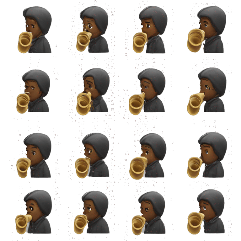 Bold man playing midwinter horn emoji