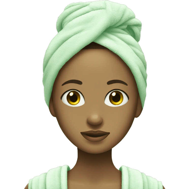 girl with cucumbers on her eyes and a towel on her hair emoji