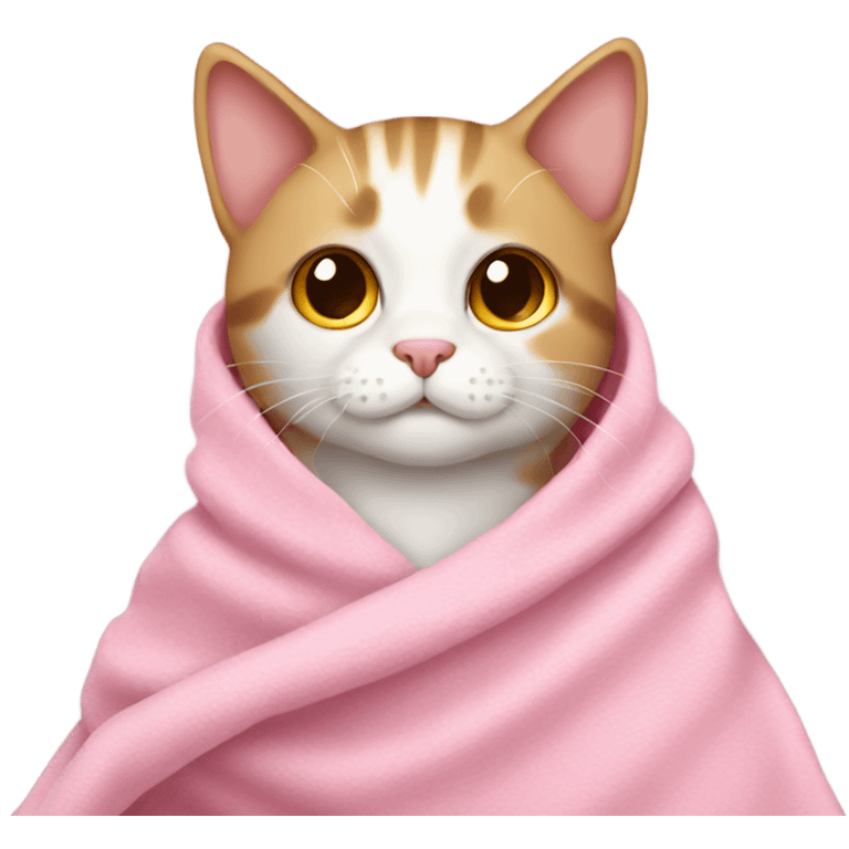 cat wearing blanket pink emoji