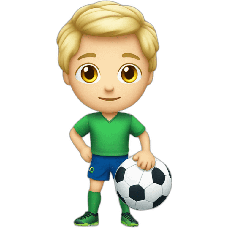 Petit garçon blond avec un ballon de foot emoji