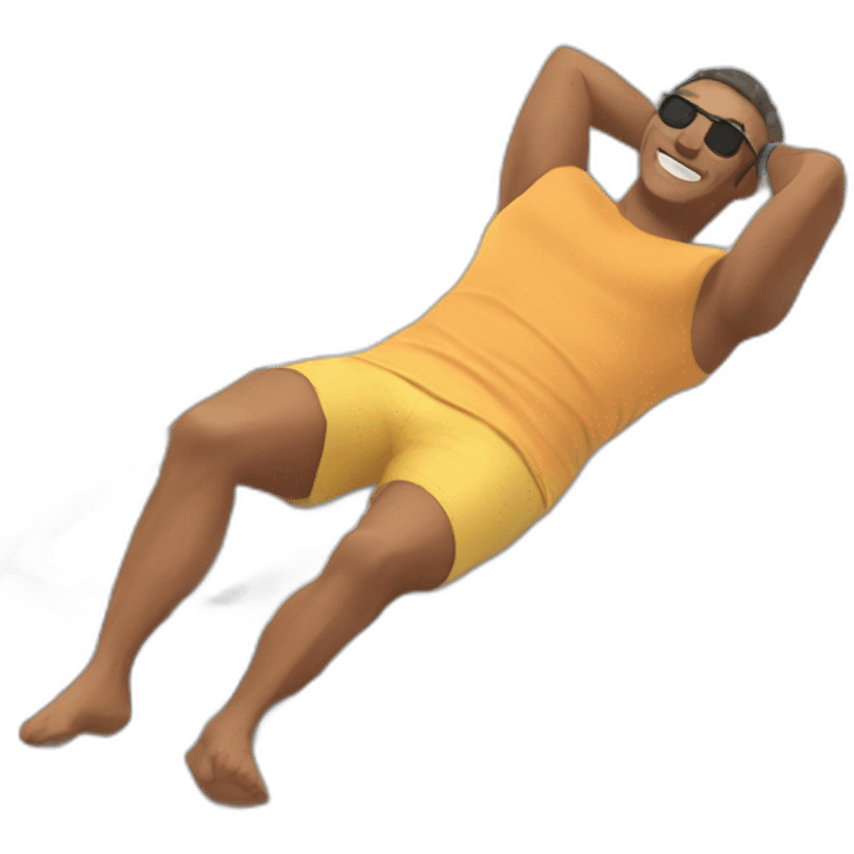 man laying in sunbed emoji