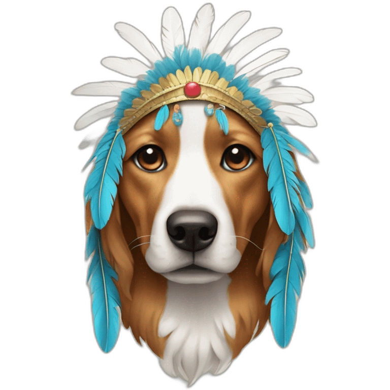 Dog wearing feathered headdress emoji