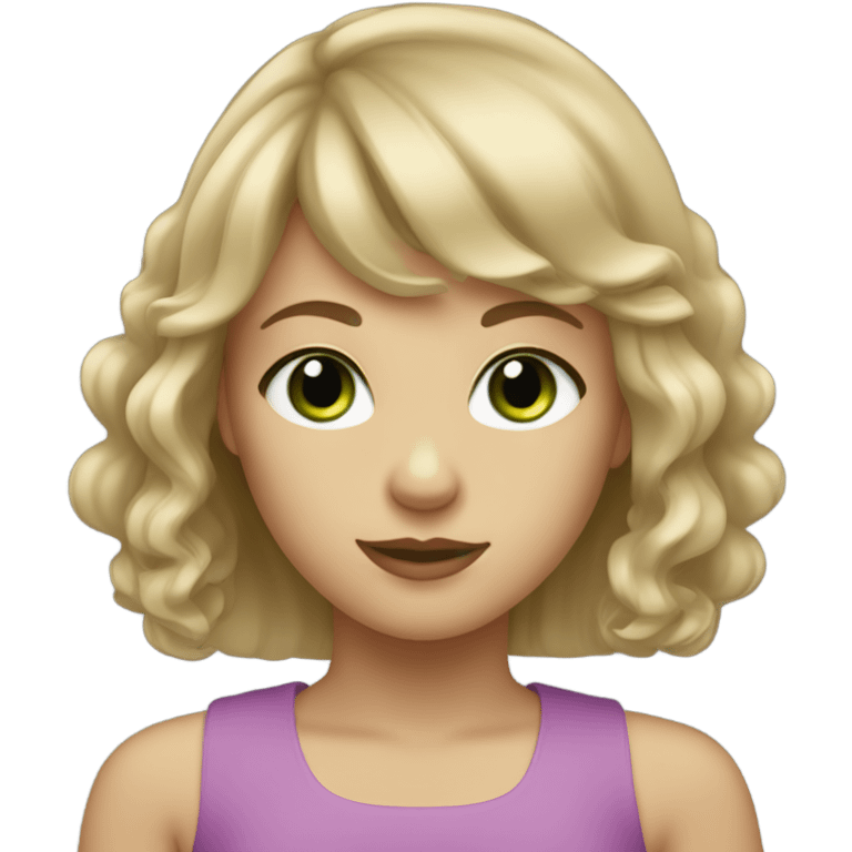 Girl with green eyes and dark blonde hair with bangs and light skin emoji