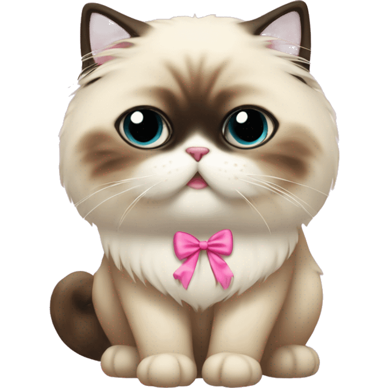 cute himalayan cat with pink bow emoji