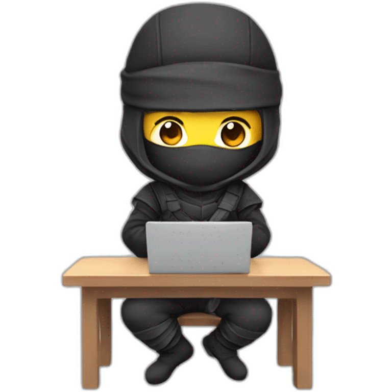 cute ninja Developer with computer emoji