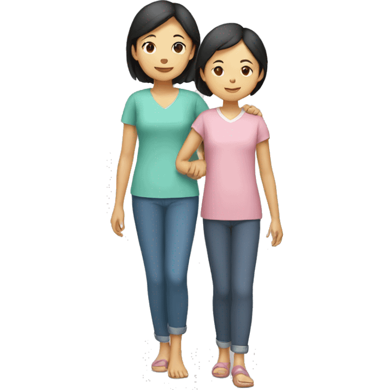 asian mother and daughter holding hands emoji