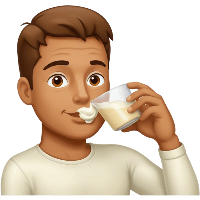 Man Drinking white cream  emoji