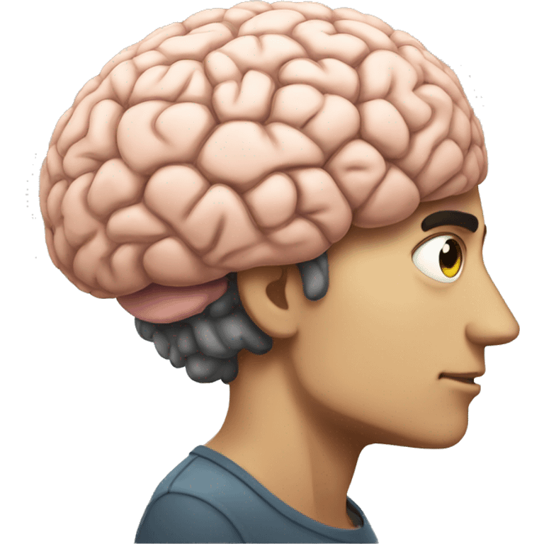 thinking human with huge brain emoji