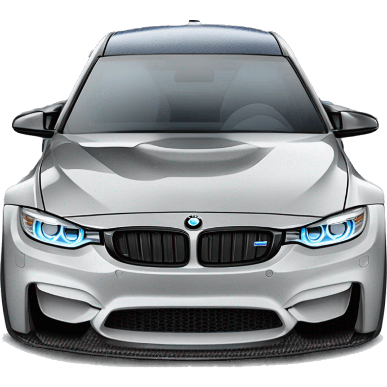 2015 bmw f80 m3 in metallic mineral white with a carbon fiber roof, lowering springs, black rims and blue calipers emoji