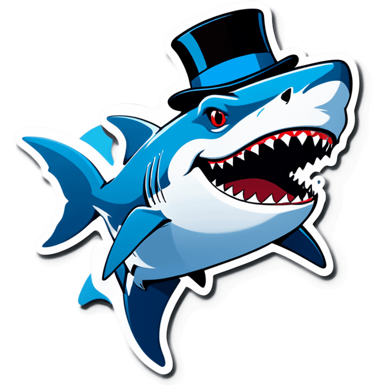 Shark with a top hat emoji