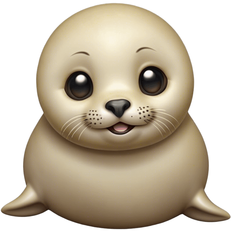 Cinematic Comical Baby Seal Portrait Emoji, Head tilted dramatically with an exaggeratedly surprised expression, featuring a round, plump body with wide, comically expressive eyes and a quirky, puckered face, Simplified yet hilariously expressive features, highly detailed, glowing with a slightly sassy polar glow, high shine, dramatic yet playful, stylized with an air of cheeky arctic mischief, soft glowing outline, capturing the essence of a meme-worthy baby seal that looks ready to give a playful side-eye into viral fame! emoji