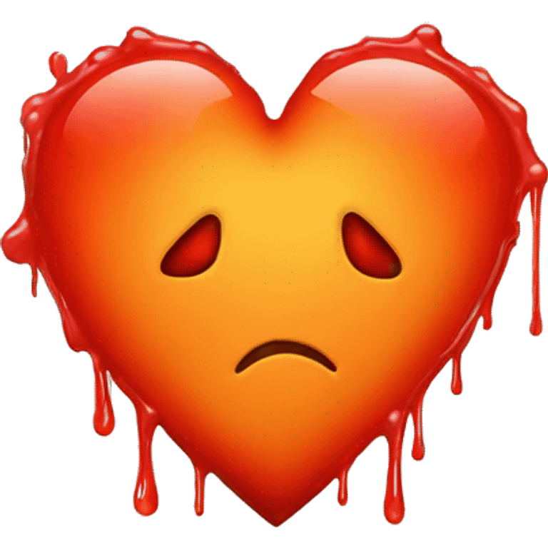 bleeding red heart shape glowing red-orange emoji