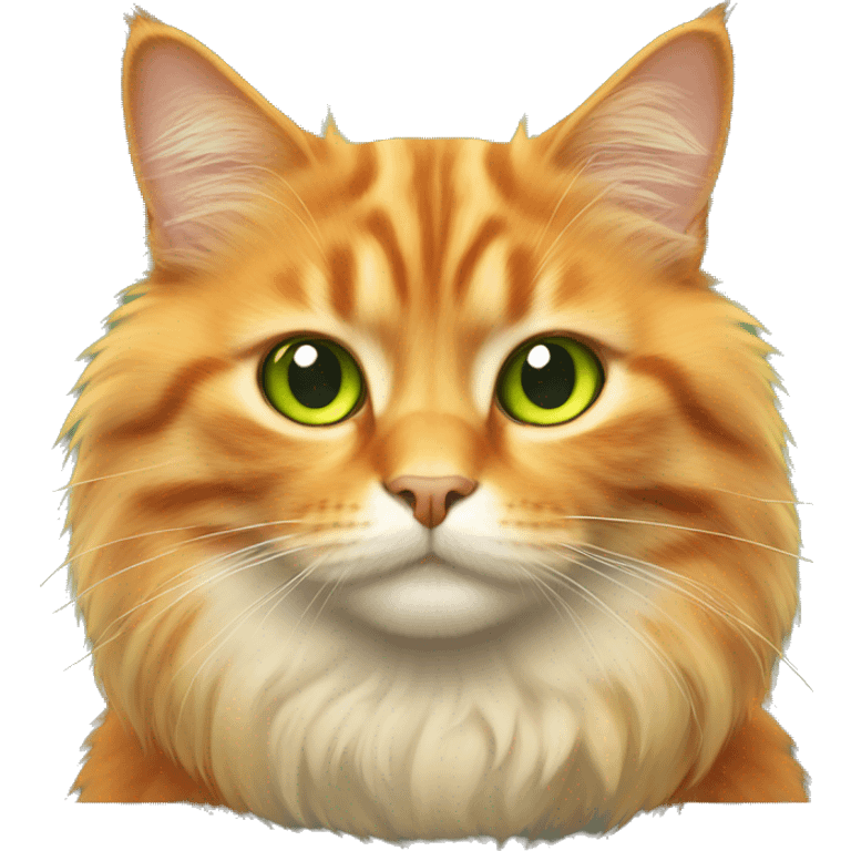 Orange fluffy cat with yellow/green eyes  emoji