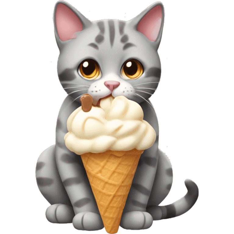 Cat eating icecream emoji