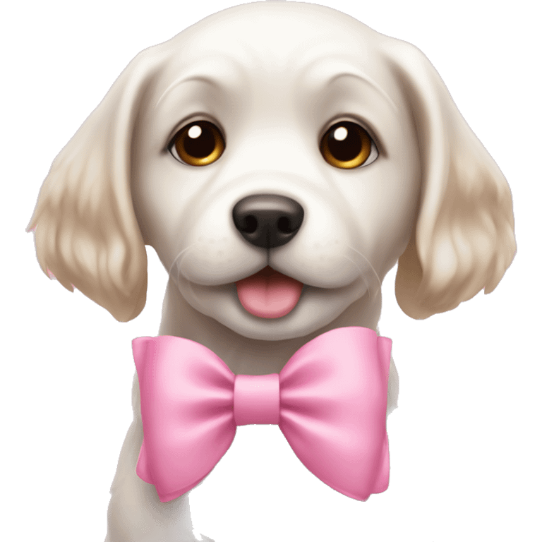 Cute dog with pink bow ￼ emoji