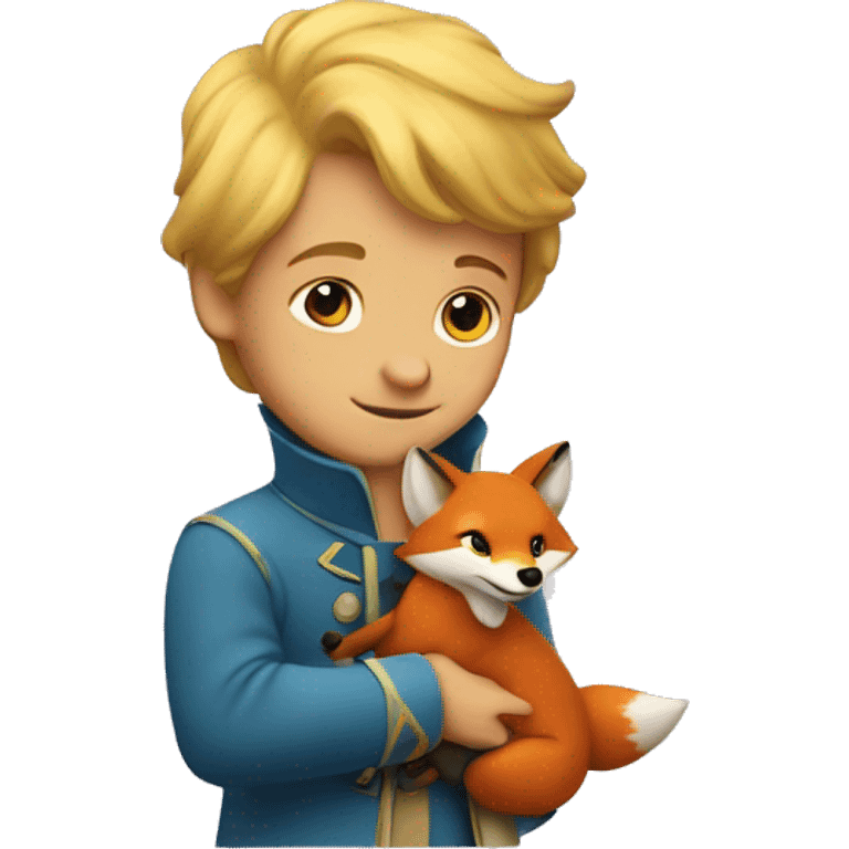 A little prince holds a fox in his arms emoji