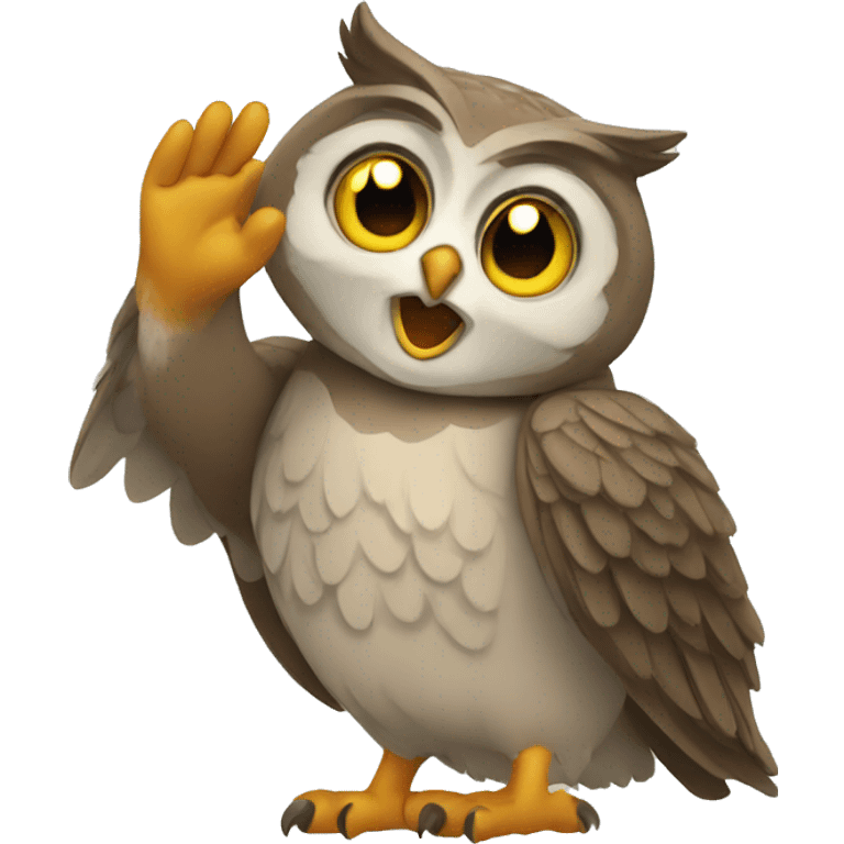 owl waving emoji