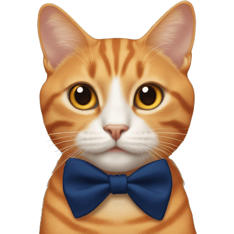 Orange cat with a navy blue bow on his neck emoji