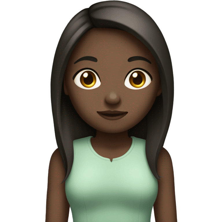 girl with dark skin, straight hair emoji