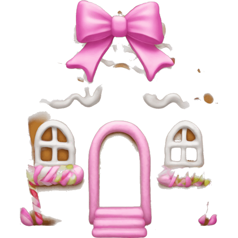 Gingerbread house with a pink bow  emoji