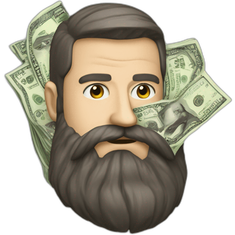 Fierce Zelensky with beard and money emoji