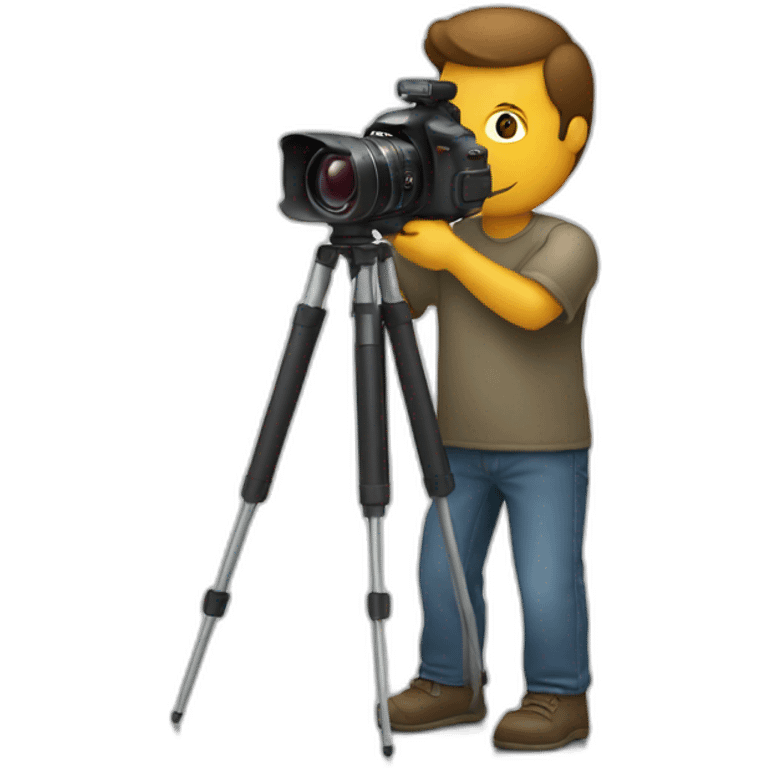 Man standing with a camera filming something like a filmaker emoji