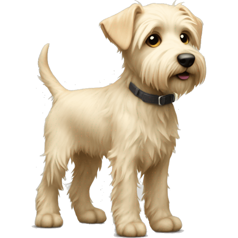 Light blonde terrier puppy with shaggy fur full body skinny legs emoji