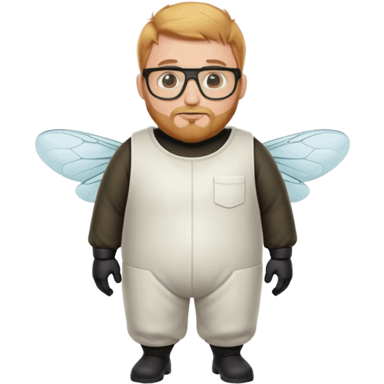 full body medium plus size male bee keeper with  short light strawberry blonde hair and goatee wearing glasses  emoji