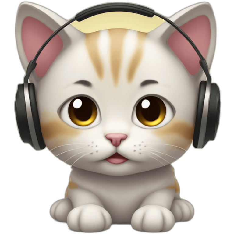 sad kitten listening to music with eyes closed emoji