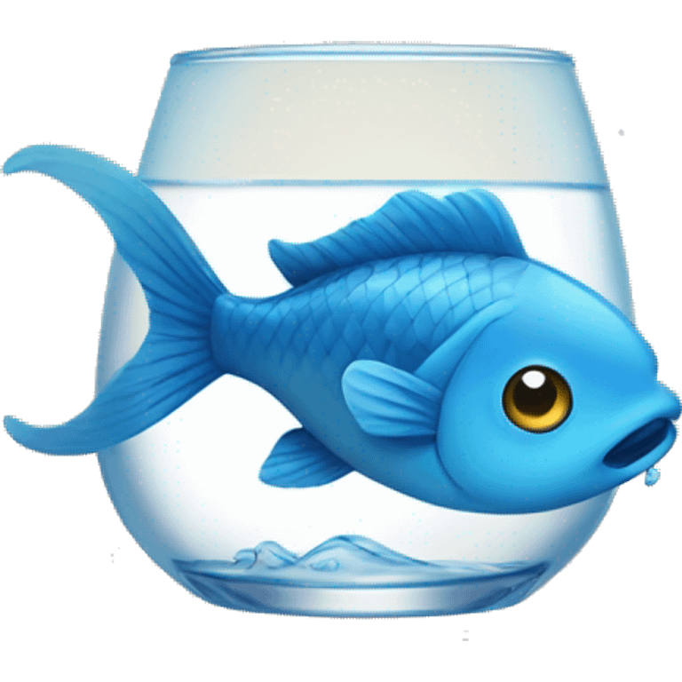 a blue fish drinking korean soju emoji