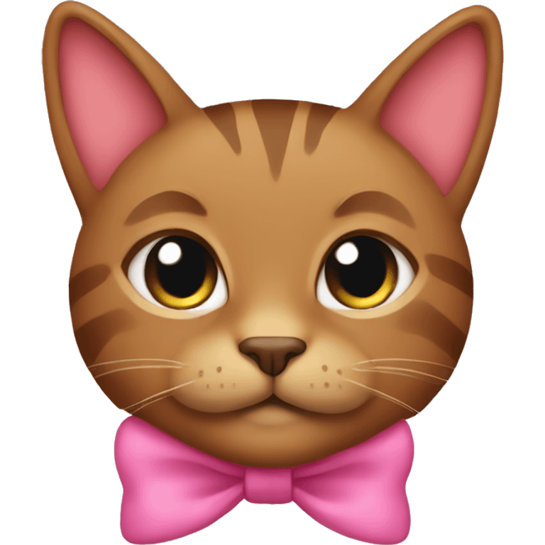 brown cat with a pink bow on his head emoji