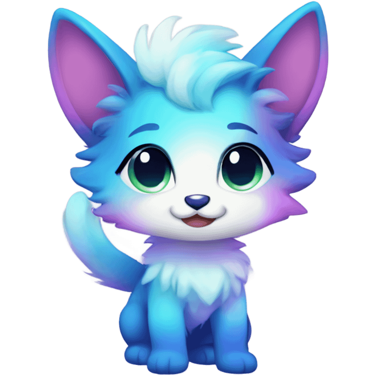 Adorable innocent cute gradient-Sparkle-nebula-fursona furry, full body emoji