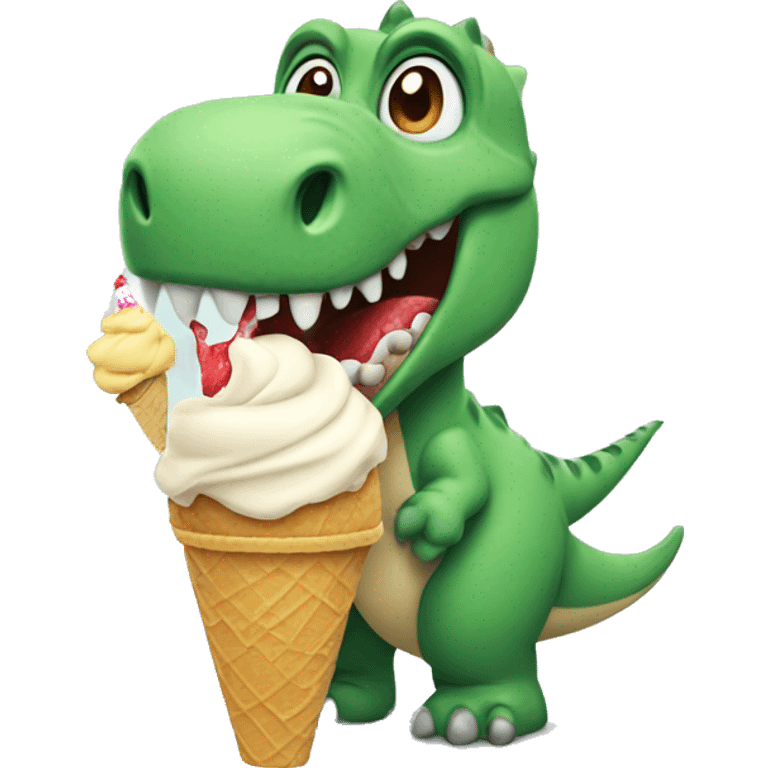 Dinosaur eating ice cream  emoji