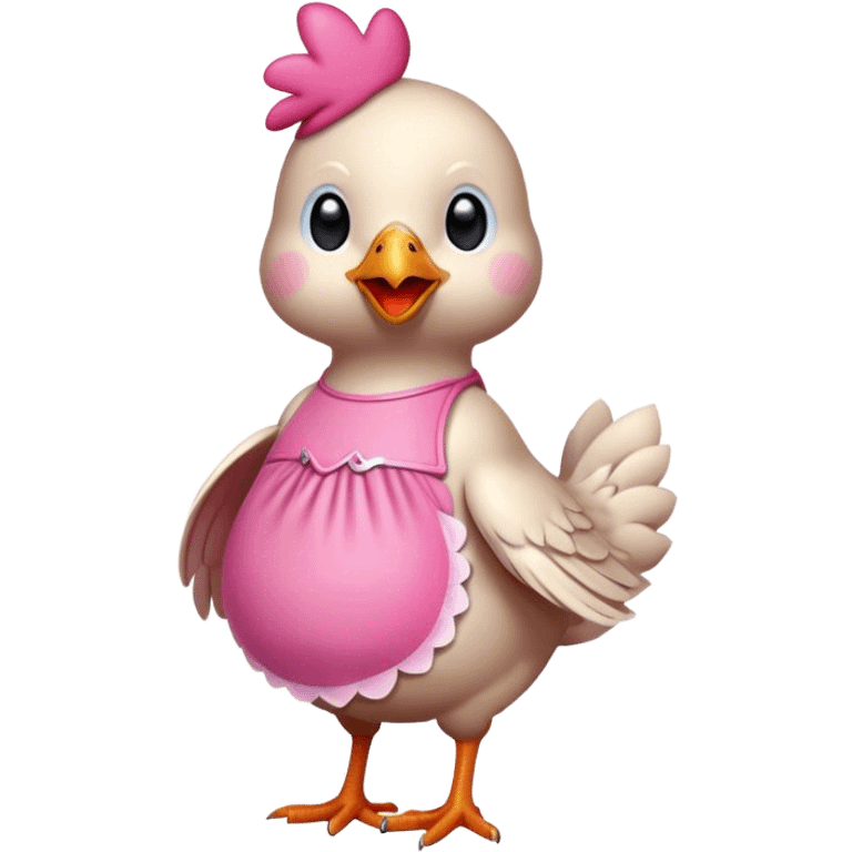 chicken in pink dress emoji