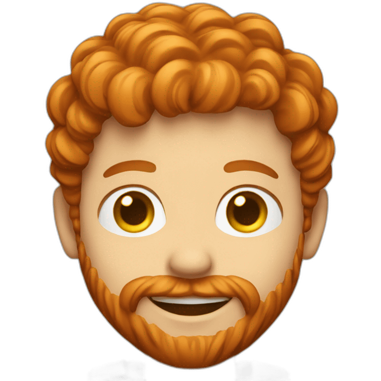 a smiling redhead with a beard as a cameraman emoji