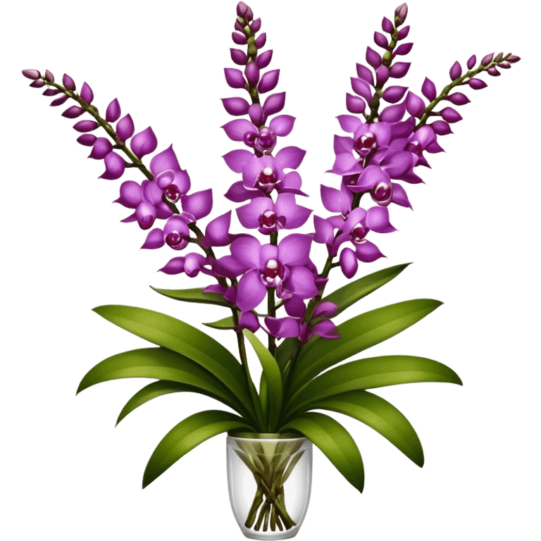 big bouquet Rhynchostylis Orchid, stem, leaf, luxuriant emoji