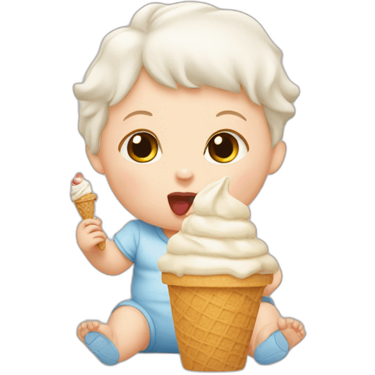 White baby eating ice cream emoji