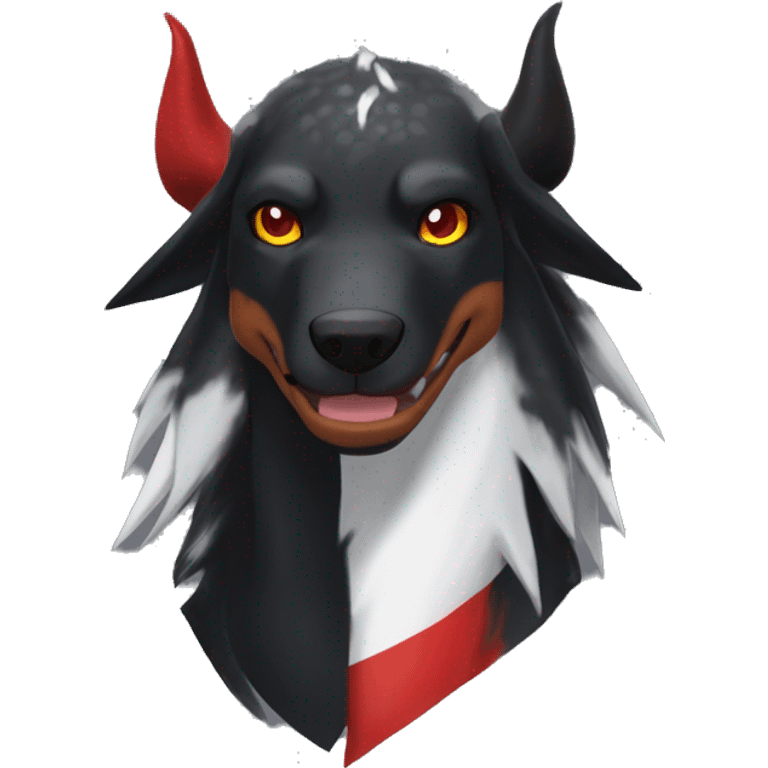 Black Cool Edgy Nargacuga-Houndoom-Fakémon  with White and Red Edgy markings emoji