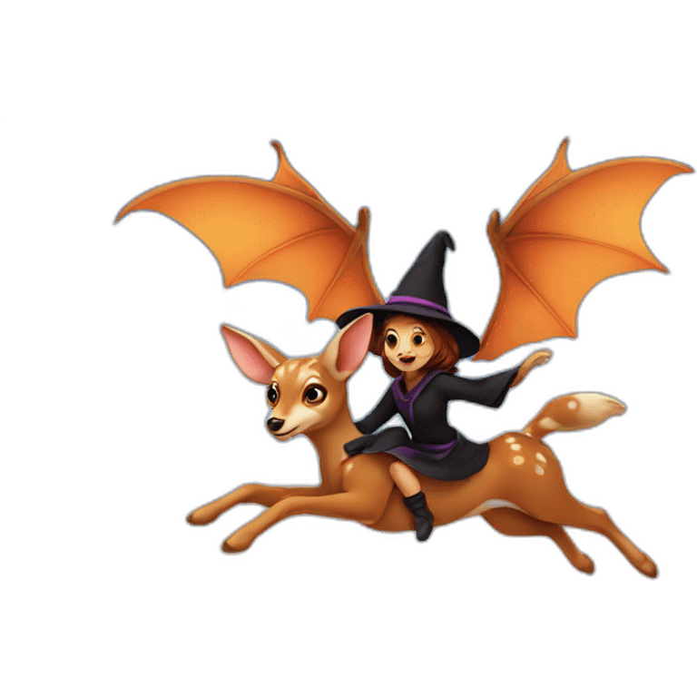 Witch fawn flying in sky emoji