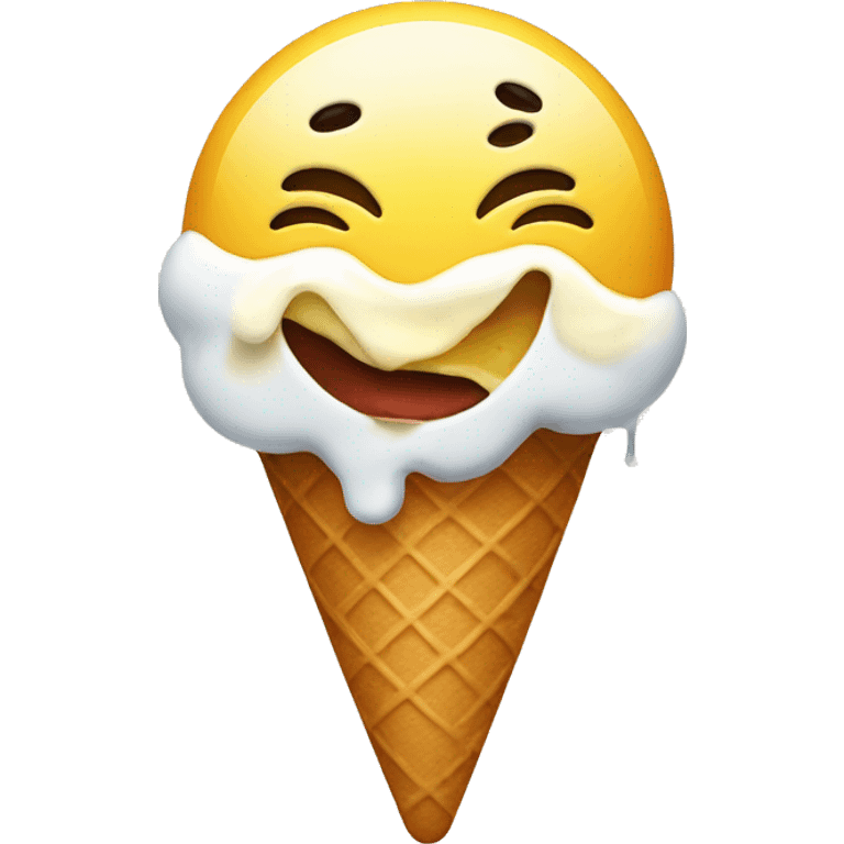 a smiley face with ice cream emoji