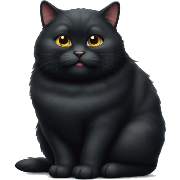 OBESE FAT FLUFFY BLACK CAT WITH A SMALL HEAD emoji