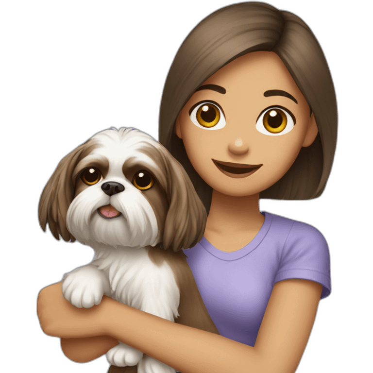 girl carrying Shih Tzu emoji