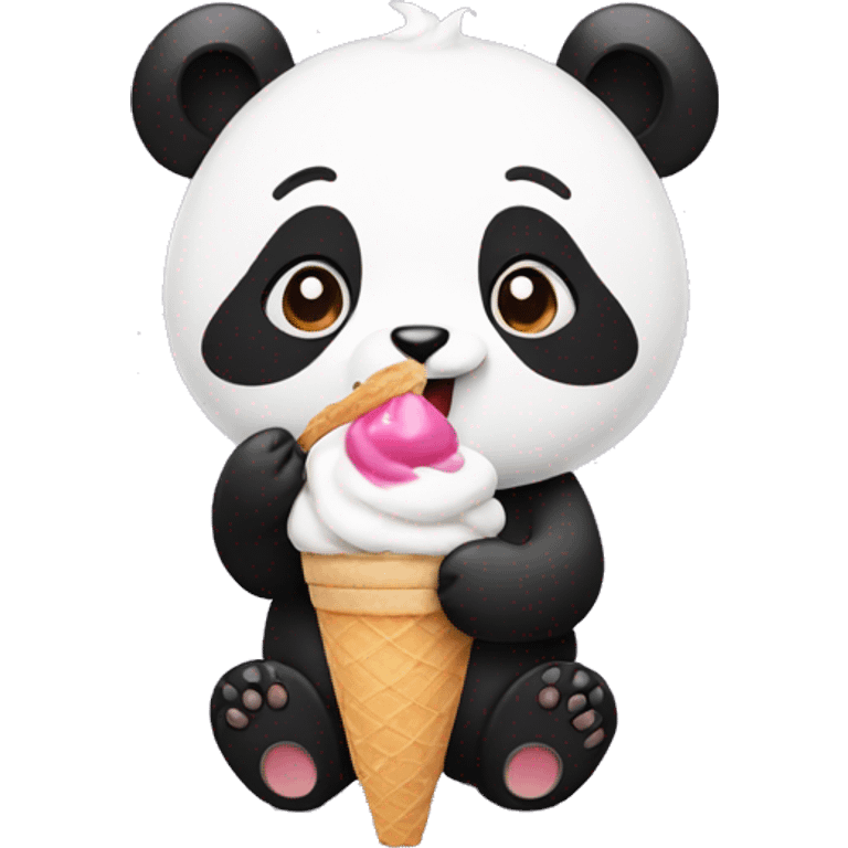 Panda eating ice cream emoji