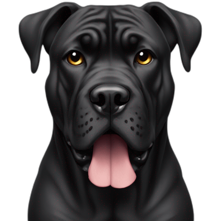 Agresive Full black presa canario dog cropped ears emoji