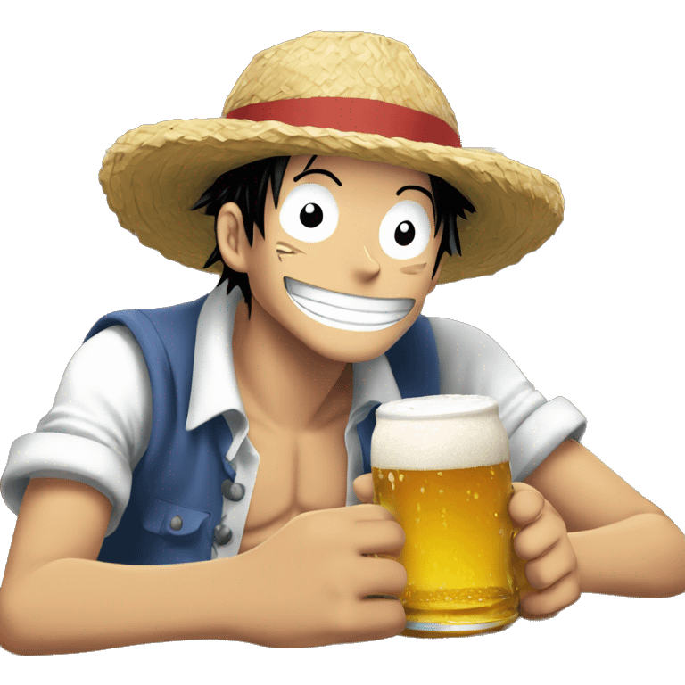 Luffy drink beer with shanks emoji