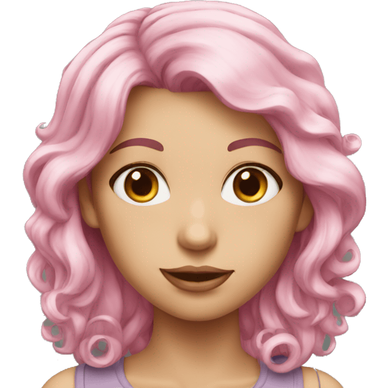 pink hair grey eyes lady emoji